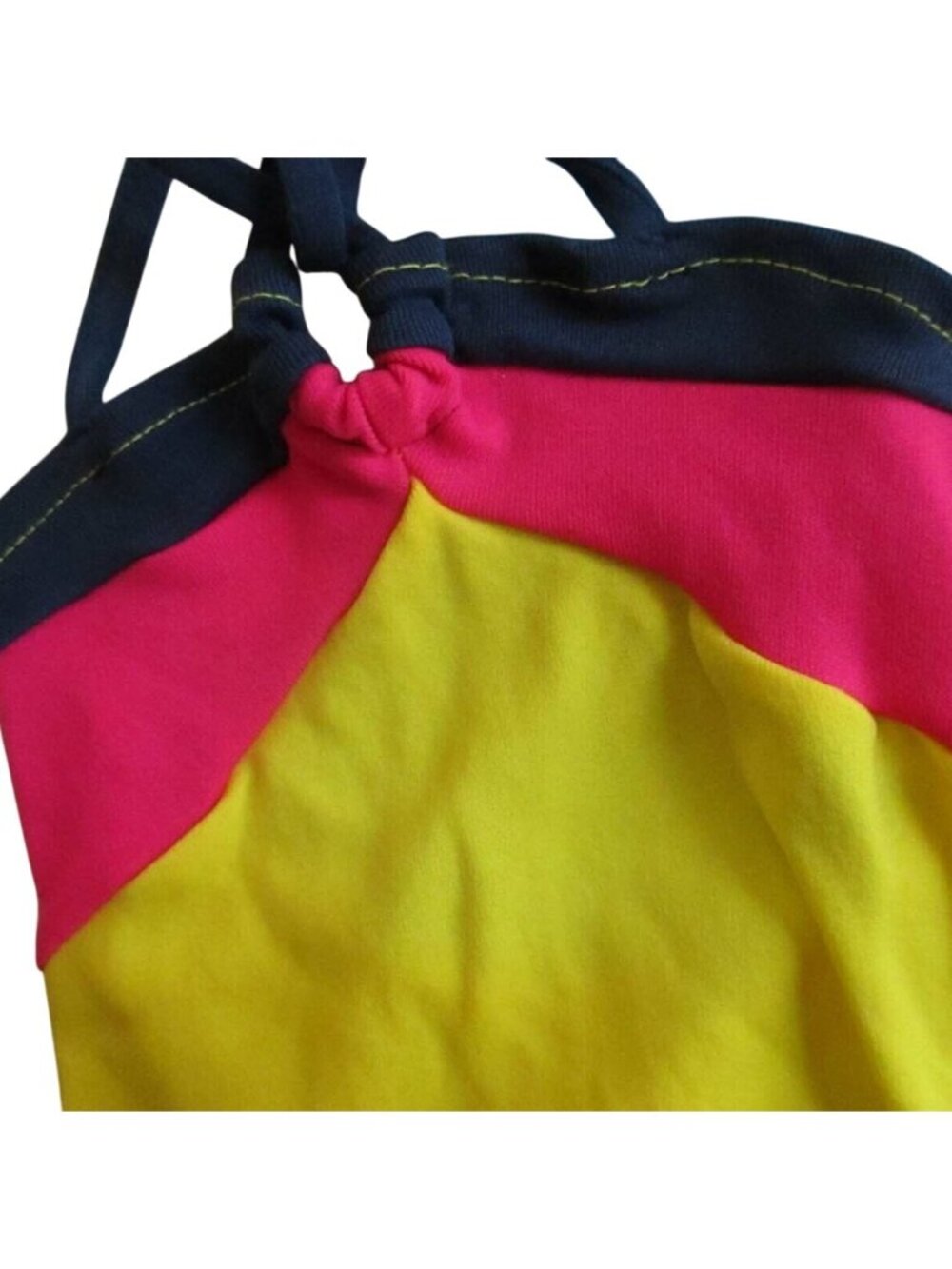 COLORBLOCK swim suit Vintage 1980'S GIRLS 3X Swimsuit NYLON STRETCH CASTAWAYS